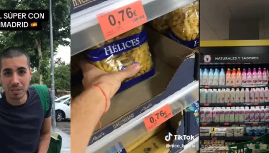 increible:-un-argentino-mostro-lo-que-se-puede-comprar-en-un-supermercado-de-madrid-con-e20-y-fue-viral