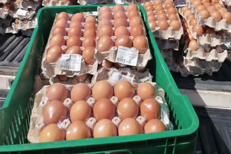 Los huevos cuestan uno y la mitad del otro