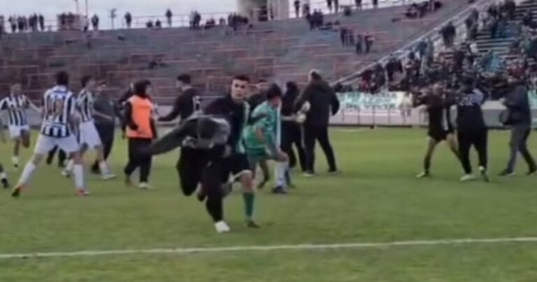 Video: en el Minella, piñas en la final del fútbol de Mar del Plata