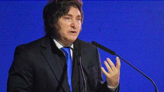 Javier Milei habla en la inauguración del nuevo edificio de la Corporación América