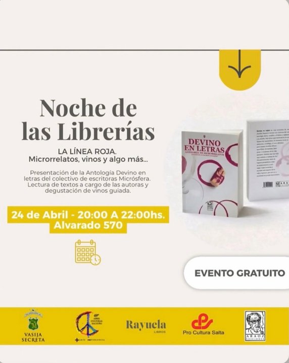 Portada del libro Devino en letras y copas de vino en la Librería Rayuela de Salta