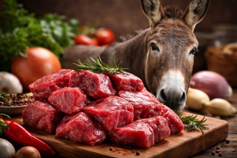 Imagen ilustrativa de un corte de carne roja en una carnicería, representando el debate sobre la carne de burro.