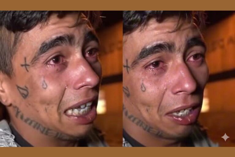 Hombre llorando junto a una motocicleta durante un operativo policial