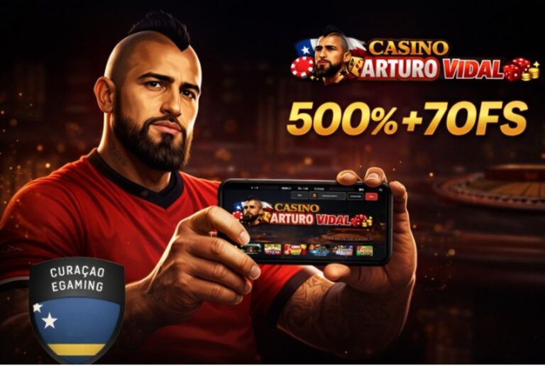 Logo o imagen representativa de una plataforma de juego online asociada a Arturo Vidal