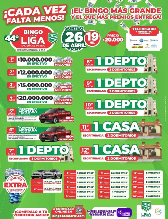 Sorteo del 44.º Bingo Televisado de la Liga Salteña de Fútbol