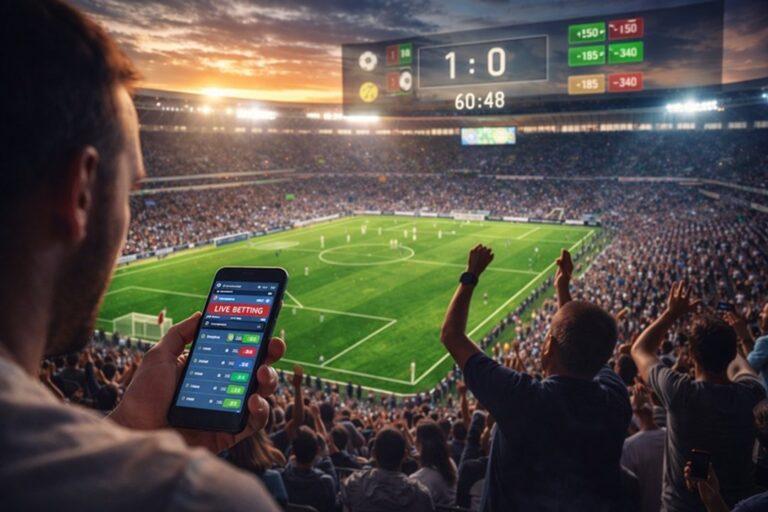 Aficionados utilizando dispositivos móviles para seguir un partido de deporte en tiempo real